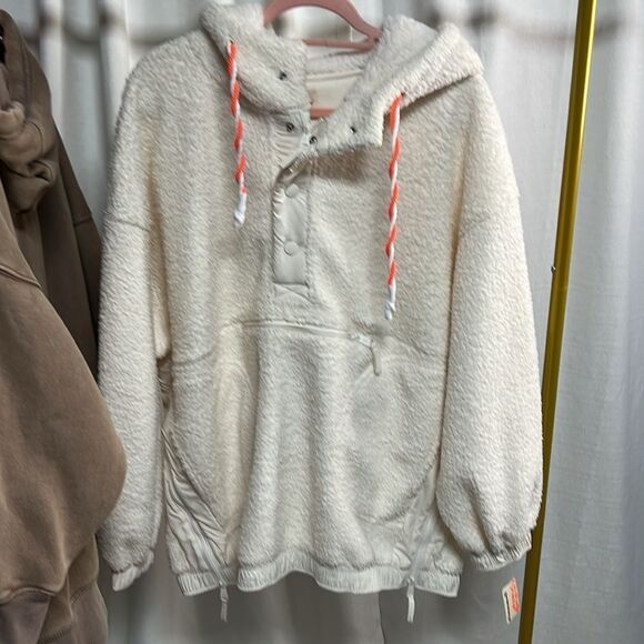 Free People FP Movement Fuzzy Was She Pullover Fleece in Brushed Sail - Picture 3 of 4